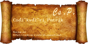 Csákvári Patrik névjegykártya